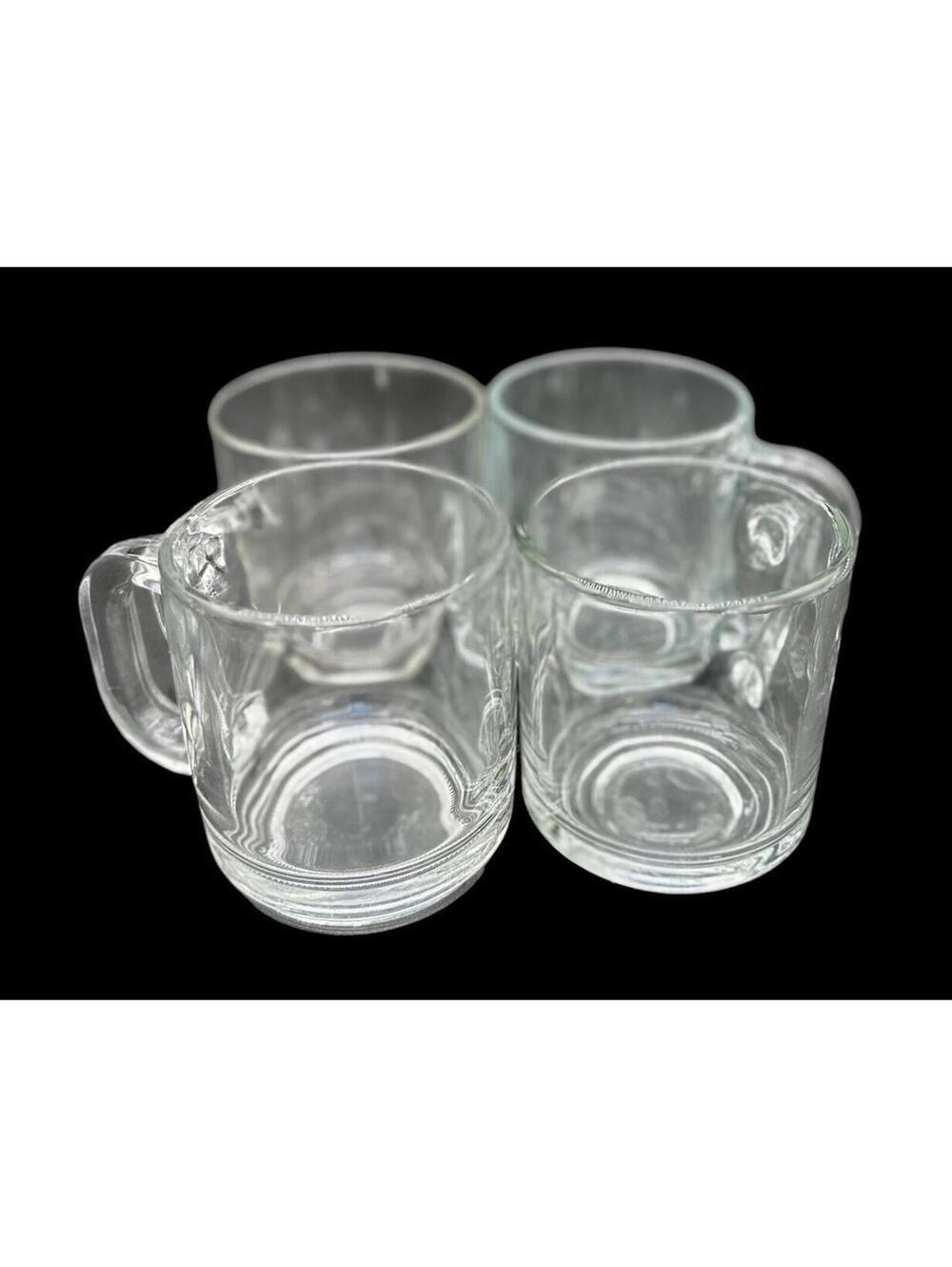 ☕ Vintage Krups Clear Glass Coffee Mugs Set of 4 France 11 oz ☕